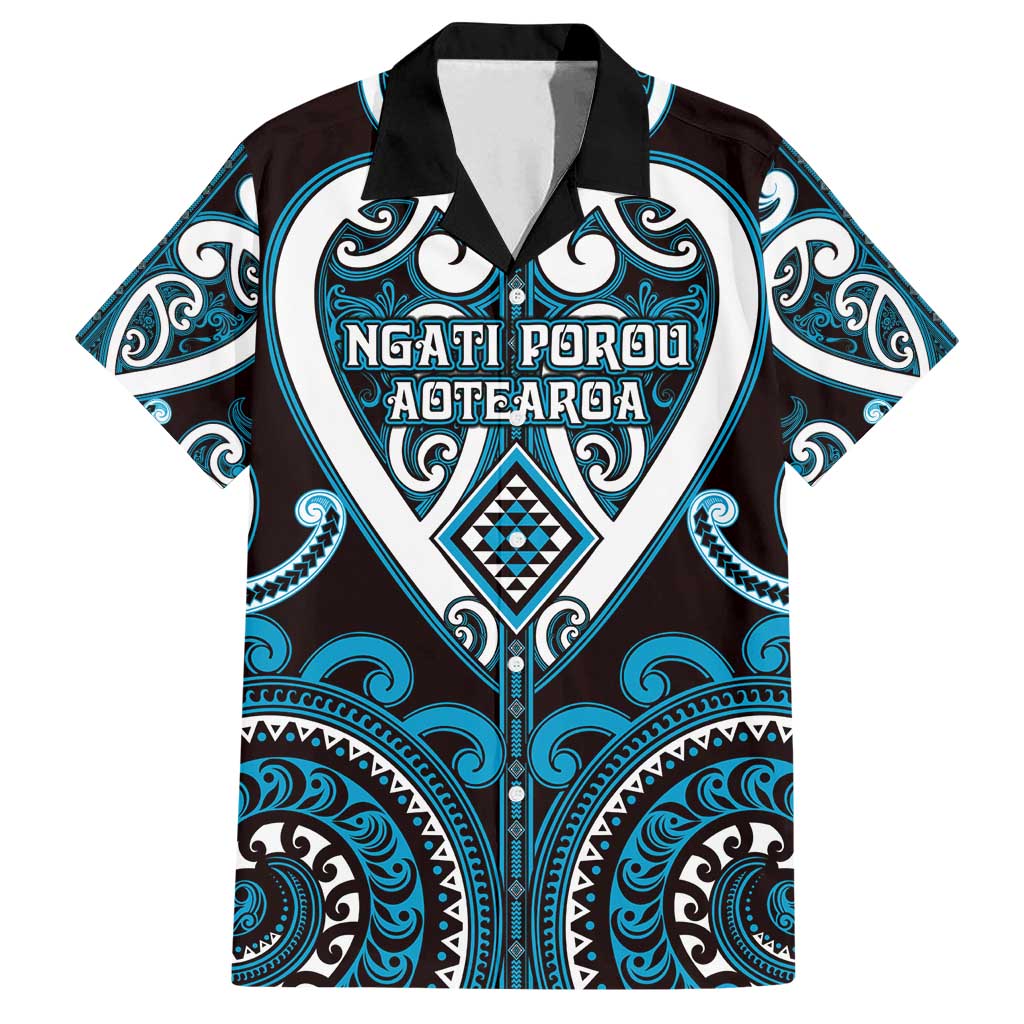 Custom Aotearoa Ngati Porou Family Matching Off Shoulder Short Dress and Hawaiian Shirt Maori Tribal Pattern