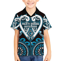 Custom Aotearoa Ngati Porou Family Matching Puletasi and Hawaiian Shirt Maori Tribal Pattern