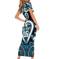 Custom Aotearoa Ngati Porou Family Matching Short Sleeve Bodycon Dress and Hawaiian Shirt Maori Tribal Pattern