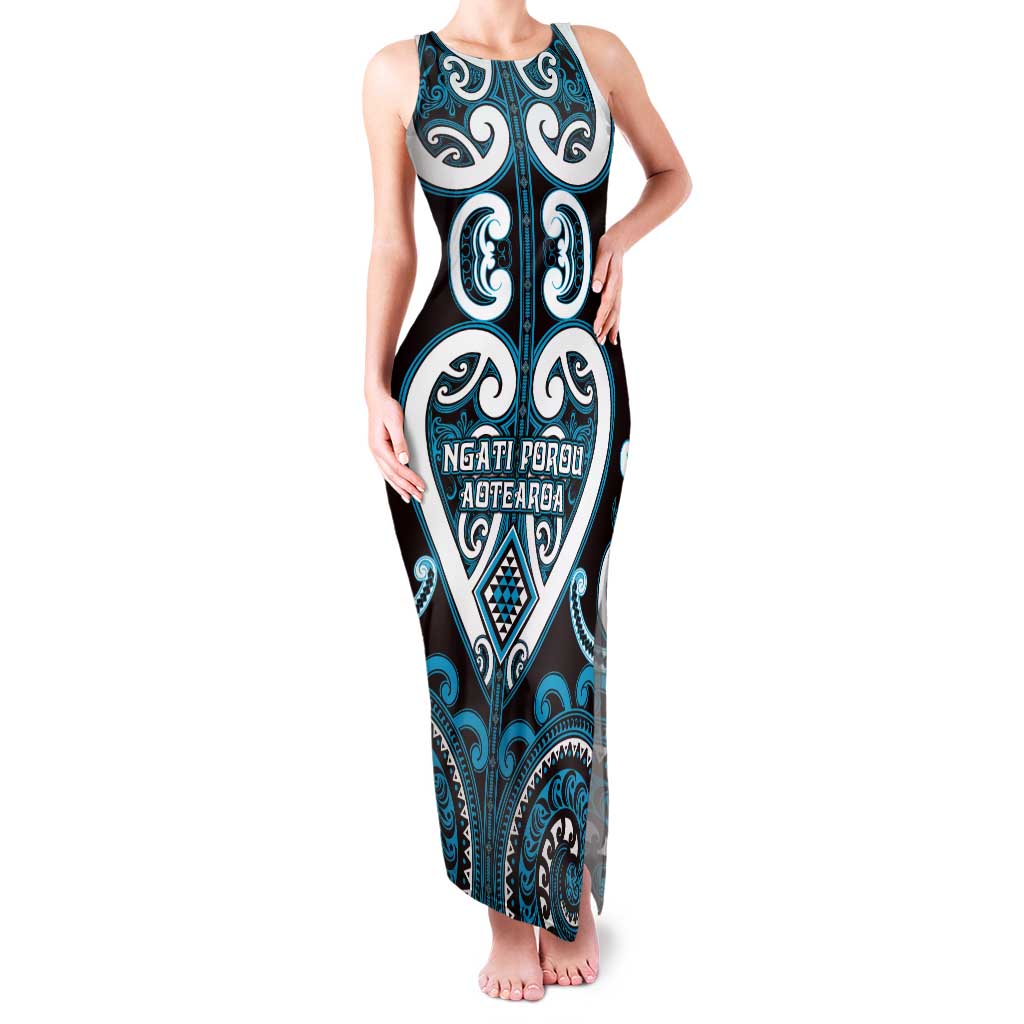Custom Aotearoa Ngati Porou Family Matching Tank Maxi Dress and Hawaiian Shirt Maori Tribal Pattern