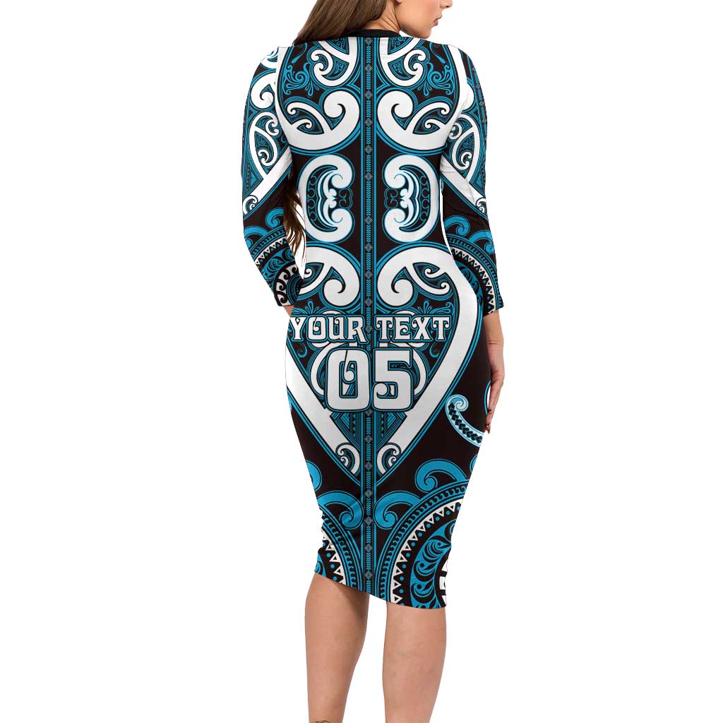 Custom Aotearoa Ngati Porou Long Sleeve Bodycon Dress Maori Tribal Pattern