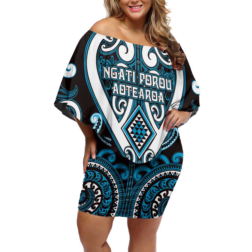 Custom Aotearoa Ngati Porou Off Shoulder Short Dress Maori Tribal Pattern