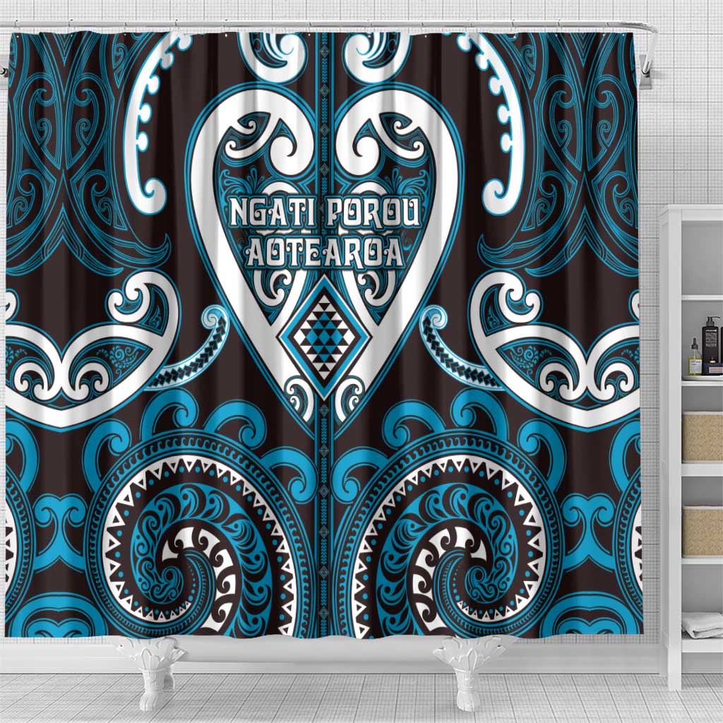 Aotearoa Ngati Porou Shower Curtain Maori Tribal Pattern