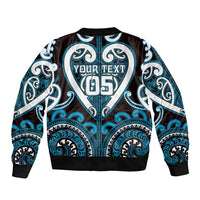 Custom Aotearoa Ngati Porou Sleeve Zip Bomber Jacket Maori Tribal Pattern