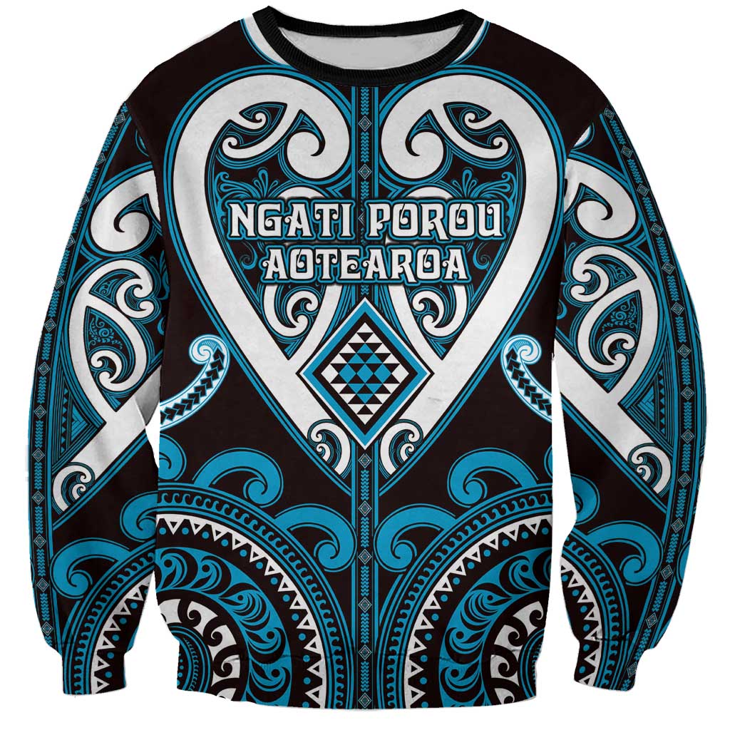 Custom Aotearoa Ngati Porou Sweatshirt Maori Tribal Pattern