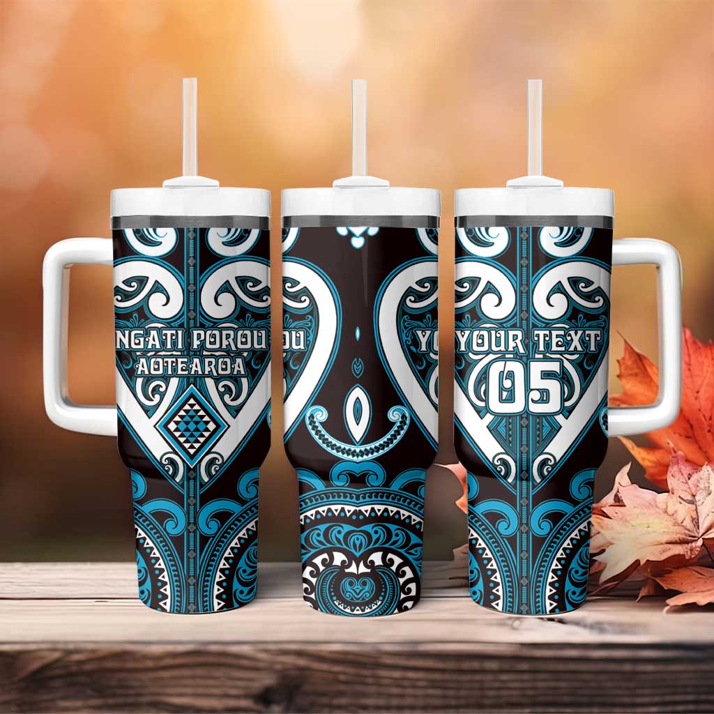 Custom Aotearoa Ngati Porou Tumbler With Handle Maori Tribal Pattern LT05 - Polynesian Pride