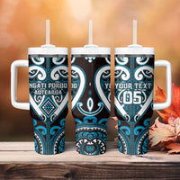 Custom Aotearoa Ngati Porou Tumbler With Handle Maori Tribal Pattern LT05 - Polynesian Pride