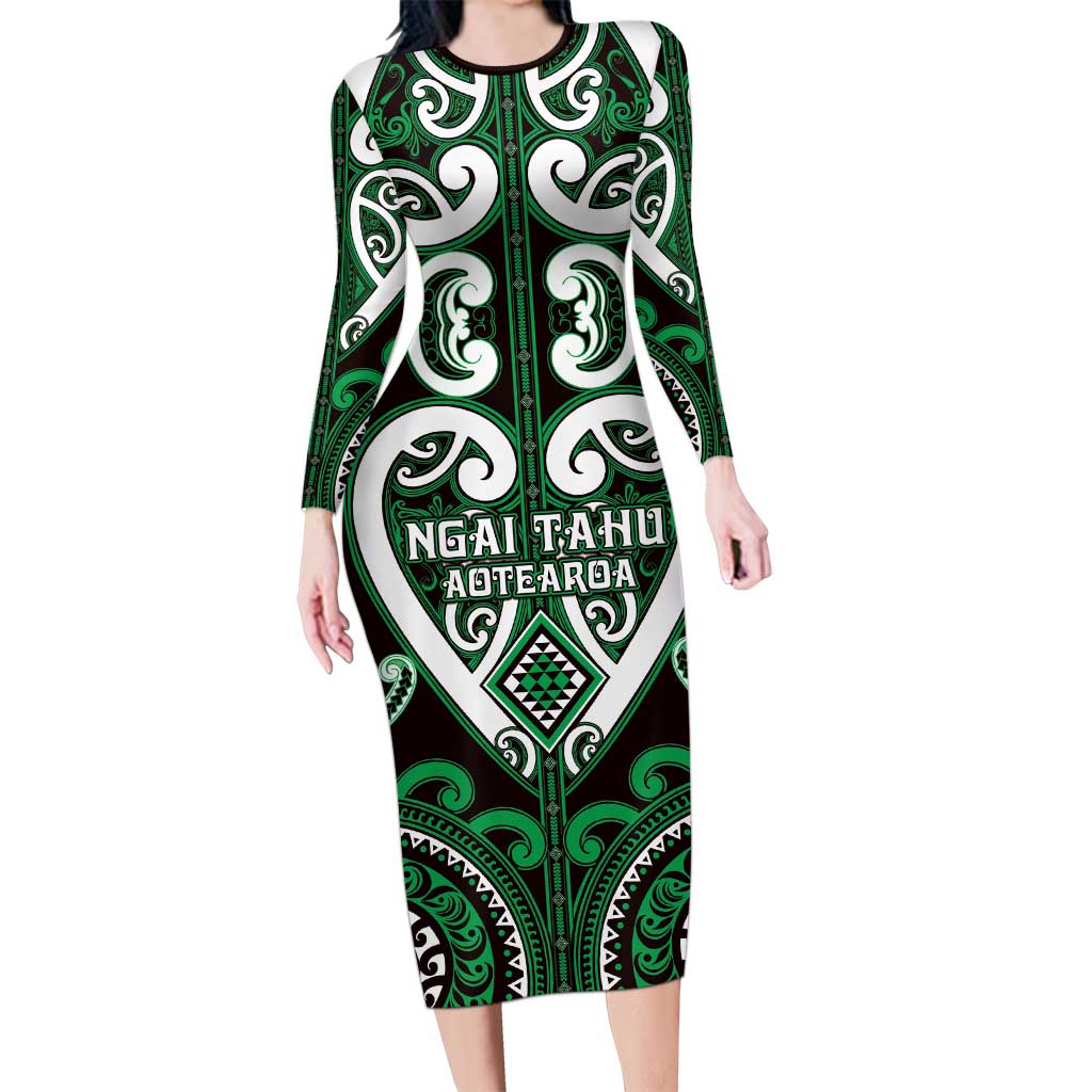 Custom Aotearoa Ngai Tahu Family Matching Long Sleeve Bodycon Dress and Hawaiian Shirt Maori Tribal Pattern
