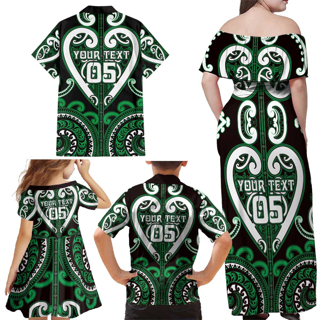 Custom Aotearoa Ngai Tahu Family Matching Off Shoulder Maxi Dress and Hawaiian Shirt Maori Tribal Pattern