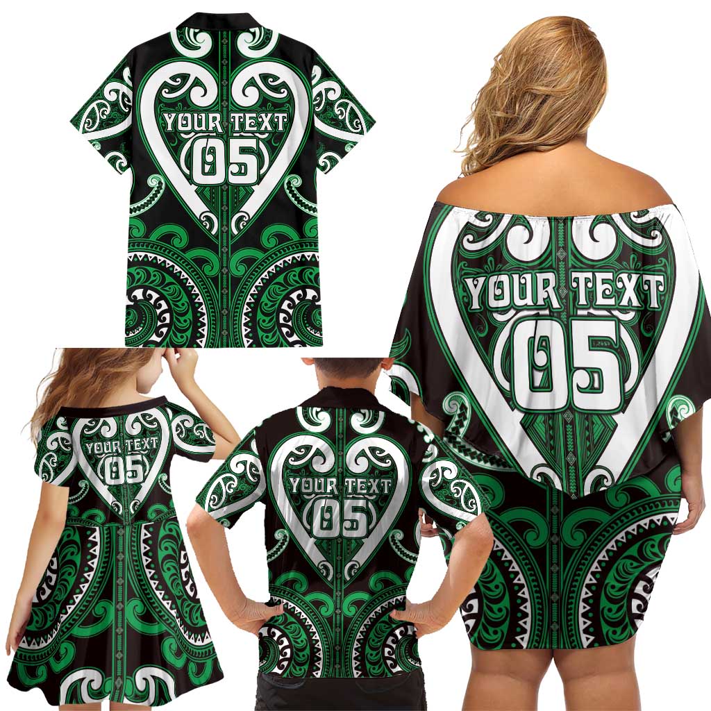 Custom Aotearoa Ngai Tahu Family Matching Off Shoulder Short Dress and Hawaiian Shirt Maori Tribal Pattern