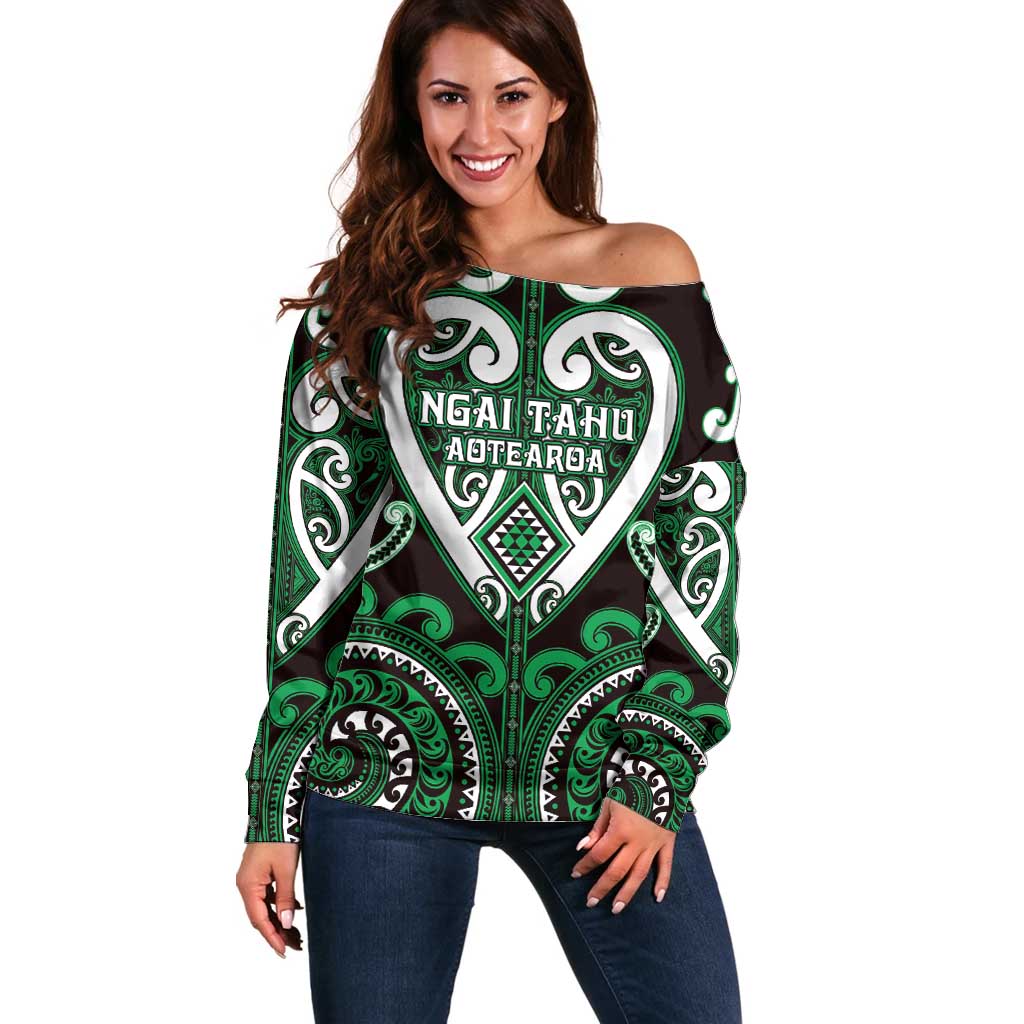 Custom Aotearoa Ngai Tahu Off Shoulder Sweater Maori Tribal Pattern