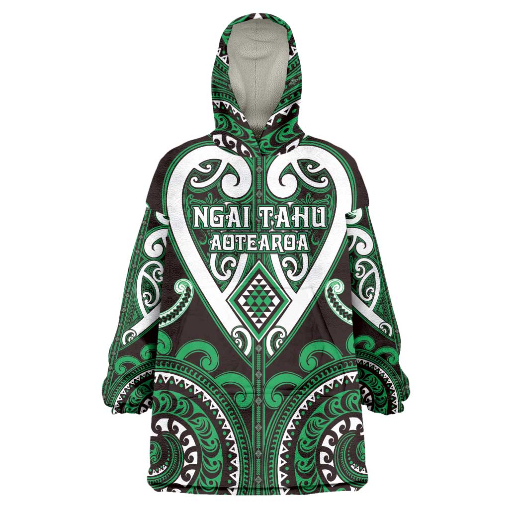 Custom Aotearoa Ngai Tahu Wearable Blanket Hoodie Maori Tribal Pattern