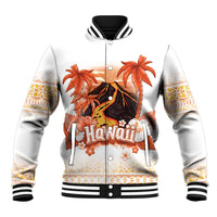 Hawaiian Volcano Lava Flow Baseball Jacket With Hawaiian Tapa Pattern