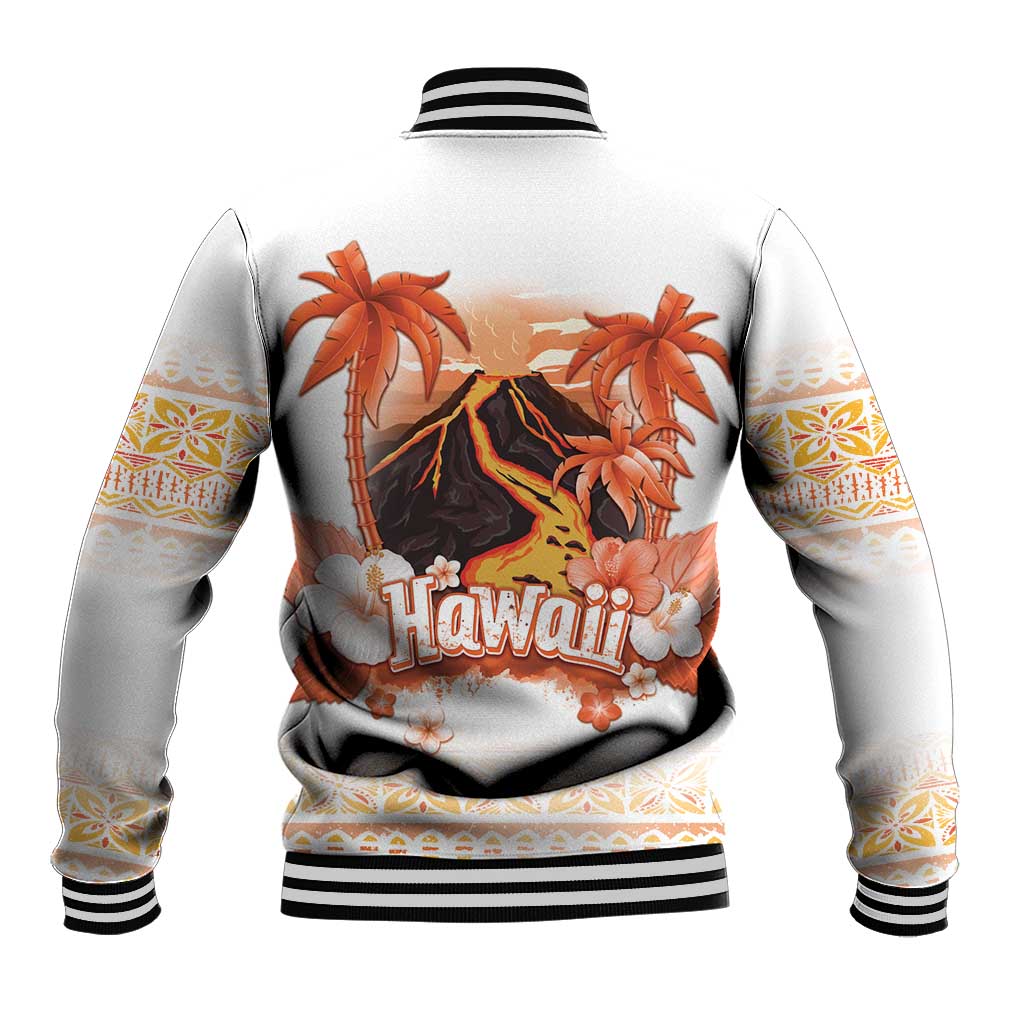 Hawaiian Volcano Lava Flow Baseball Jacket With Hawaiian Tapa Pattern
