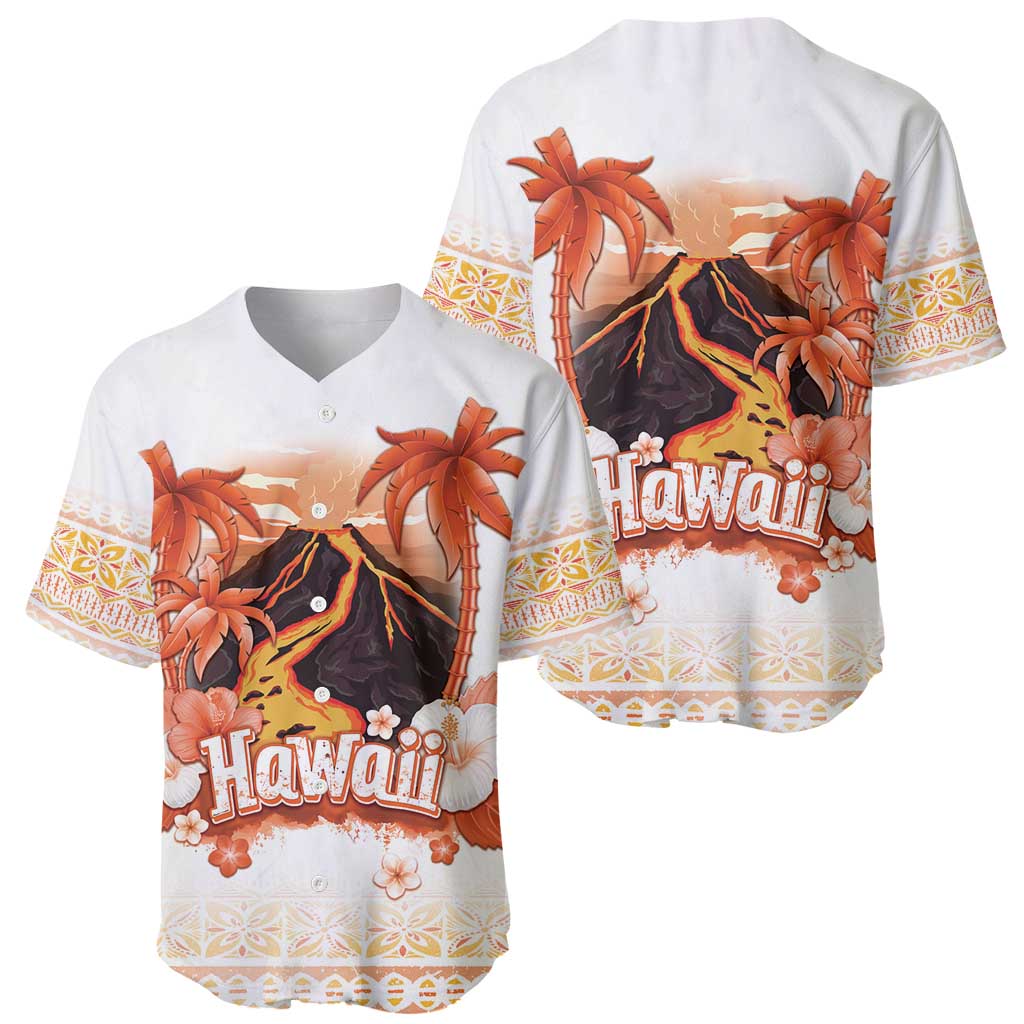 Hawaiian Volcano Lava Flow Baseball Jersey With Hawaiian Tapa Pattern LT05 - Polynesian Pride
