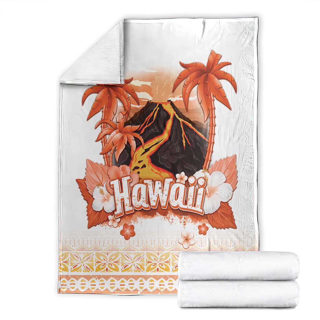 Hawaiian Volcano Lava Flow Blanket With Hawaiian Tapa Pattern