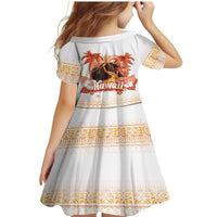 Hawaiian Volcano Lava Flow Family Matching Mermaid Dress and Hawaiian Shirt With Hawaiian Tapa Pattern