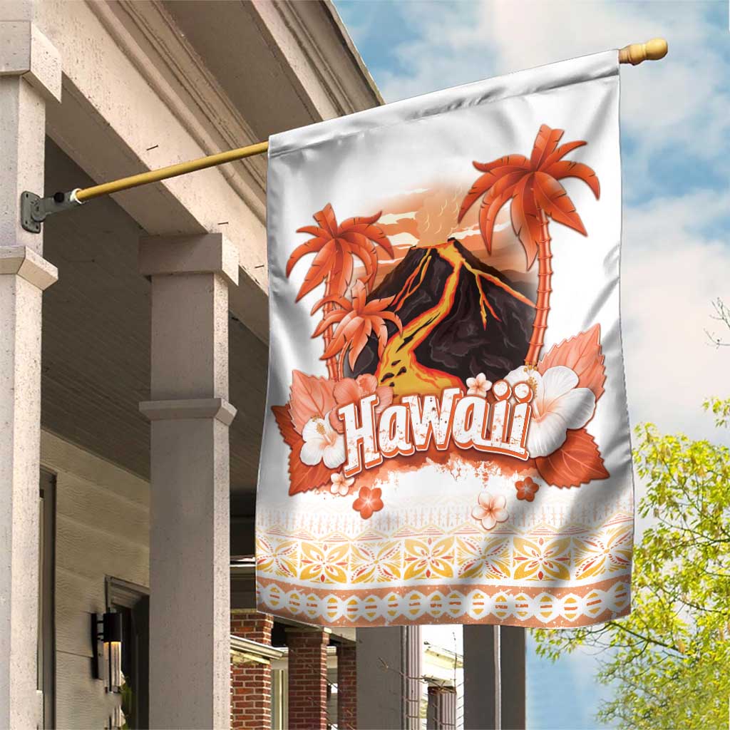 Hawaiian Volcano Lava Flow Garden Flag With Hawaiian Tapa Pattern