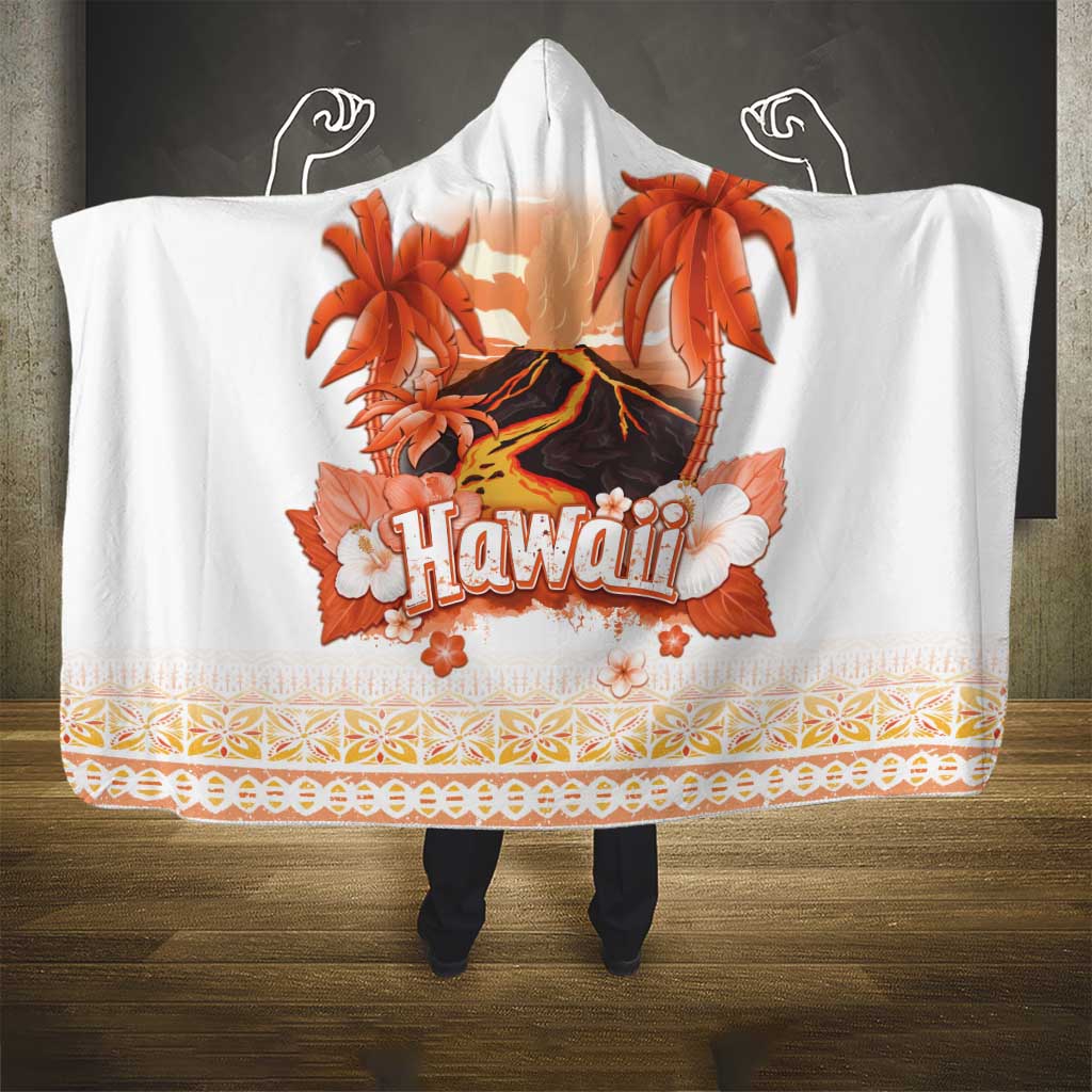 Hawaiian Volcano Lava Flow Hooded Blanket With Hawaiian Tapa Pattern