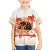 Hawaiian Volcano Lava Flow Kid Hawaiian Shirt With Hawaiian Tapa Pattern LT05 Kid Orange - Polynesian Pride