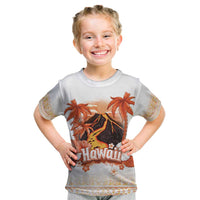 Hawaiian Volcano Lava Flow Kid T Shirt With Hawaiian Tapa Pattern LT05 Orange - Polynesian Pride
