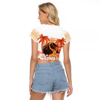 Hawaiian Volcano Lava Flow Raglan Cropped T Shirt With Hawaiian Tapa Pattern LT05 - Polynesian Pride