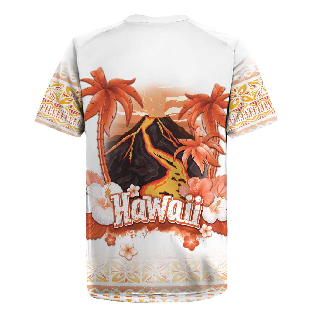 Hawaiian Volcano Lava Flow Rugby Jersey With Hawaiian Tapa Pattern