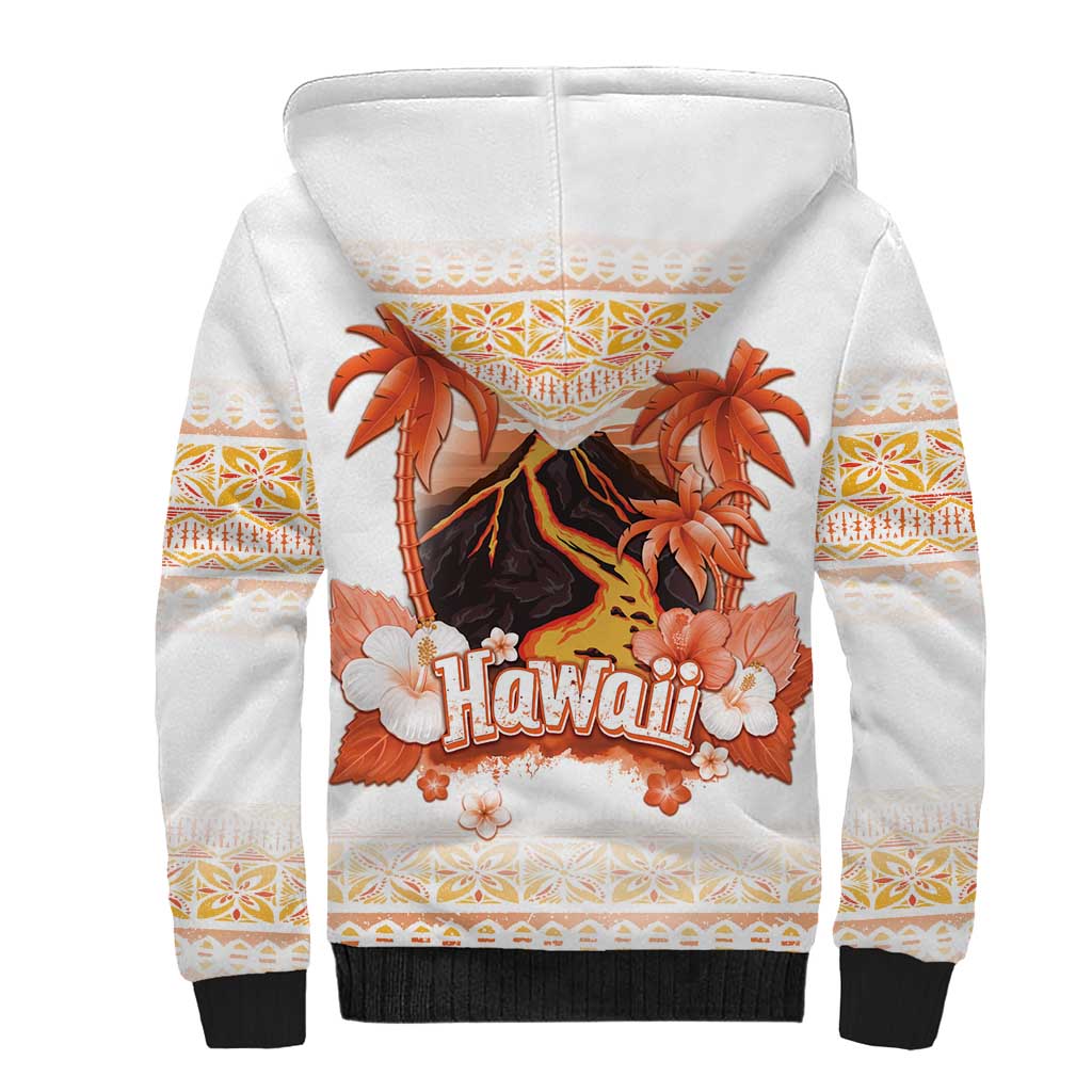Hawaiian Volcano Lava Flow Sherpa Hoodie With Hawaiian Tapa Pattern