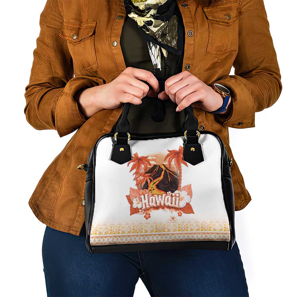 Hawaiian Volcano Lava Flow Shoulder Handbag With Hawaiian Tapa Pattern LT05 - Polynesian Pride