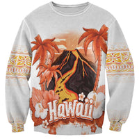 Hawaiian Volcano Lava Flow Sweatshirt With Hawaiian Tapa Pattern LT05 Unisex Orange - Polynesian Pride