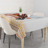 Hawaiian Volcano Lava Flow Tablecloth With Hawaiian Tapa Pattern