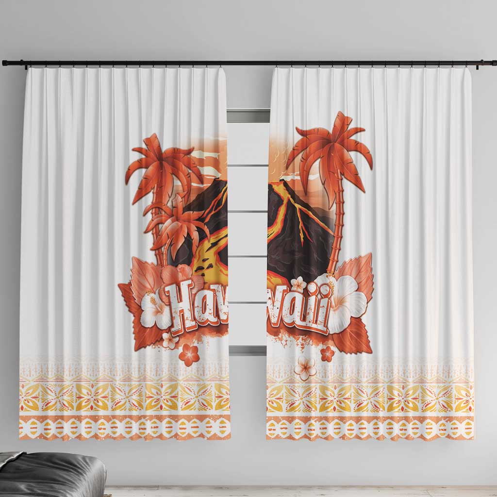 Hawaiian Volcano Lava Flow Window Curtain With Hawaiian Tapa Pattern