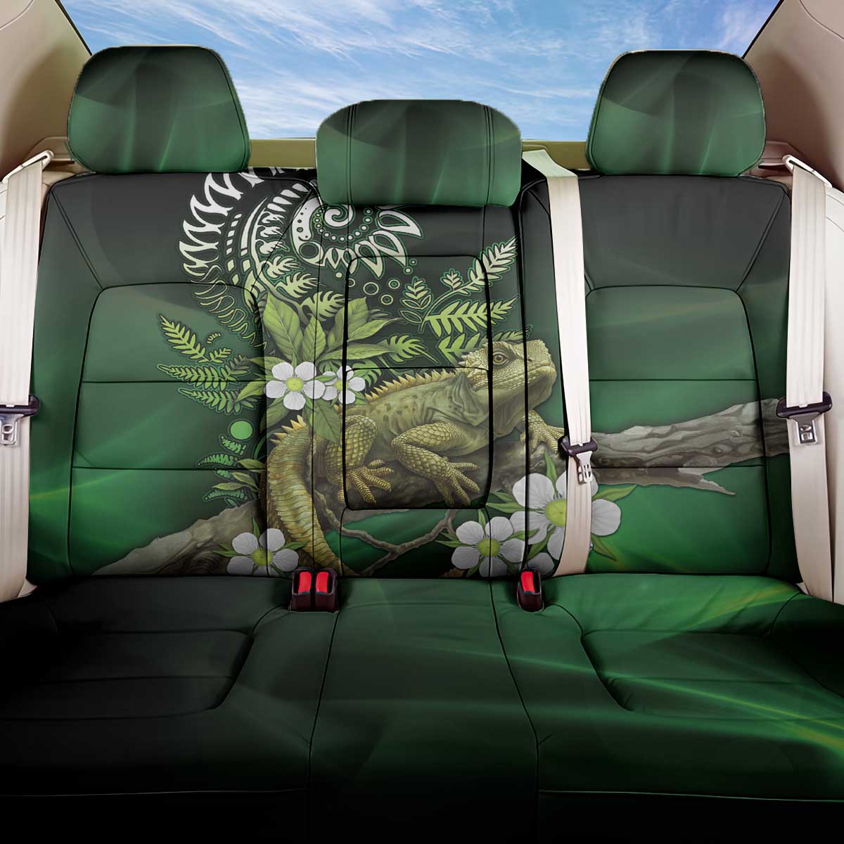 Aotearoa New Zealand Tuatara Back Car Seat Cover Maori Koru Art