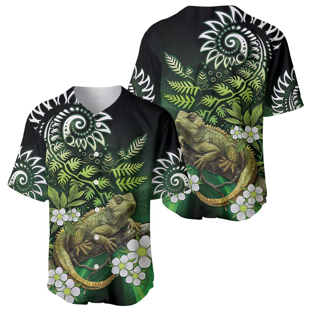 Aotearoa New Zealand Tuatara Baseball Jersey Maori Koru Art LT05 - Polynesian Pride
