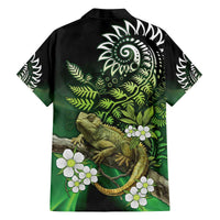 Aotearoa New Zealand Tuatara Family Matching Off Shoulder Short Dress and Hawaiian Shirt Maori Koru Art LT05 - Polynesian Pride