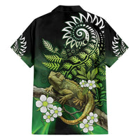 Aotearoa New Zealand Tuatara Family Matching Short Sleeve Bodycon Dress and Hawaiian Shirt Maori Koru Art LT05 - Polynesian Pride