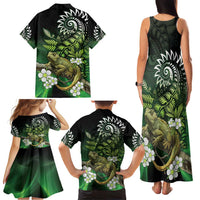 Aotearoa New Zealand Tuatara Family Matching Tank Maxi Dress and Hawaiian Shirt Maori Koru Art LT05 - Polynesian Pride