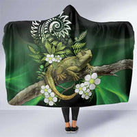 Aotearoa New Zealand Tuatara Hooded Blanket Maori Koru Art