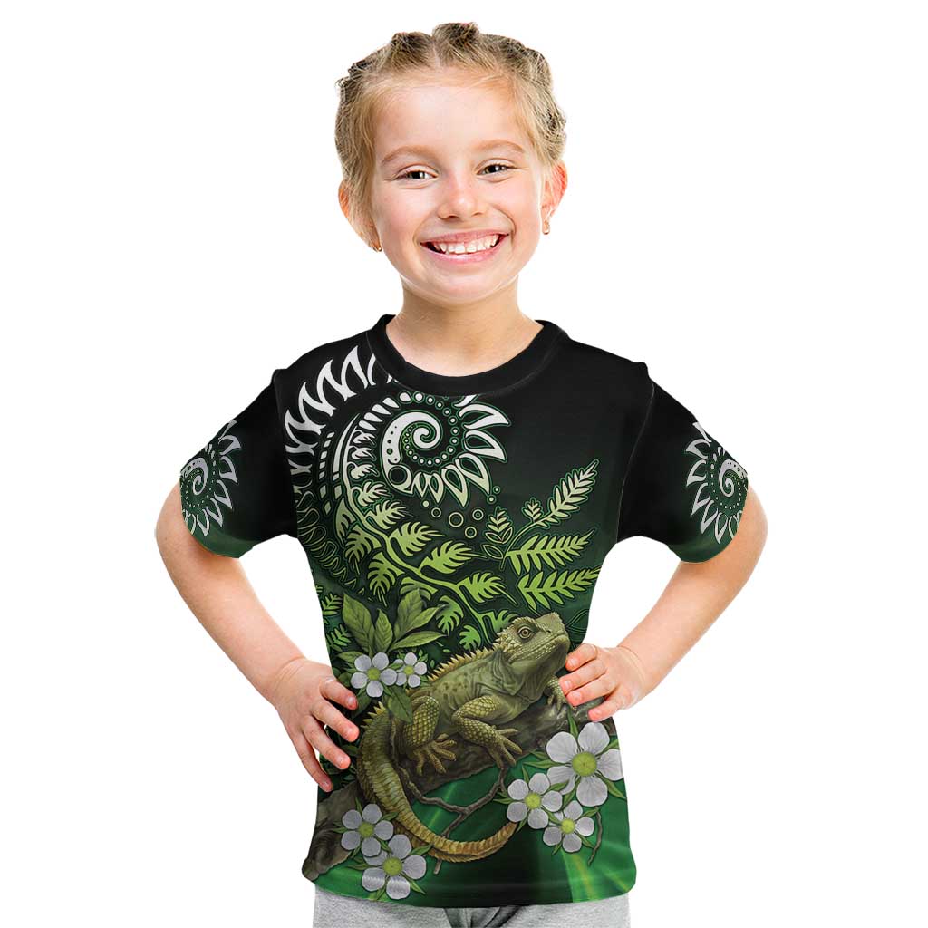 Aotearoa New Zealand Tuatara Kid T Shirt Maori Koru Art