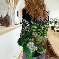 Aotearoa New Zealand Tuatara Women Casual Shirt Maori Koru Art LT05 - Polynesian Pride