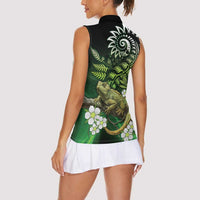 Aotearoa New Zealand Tuatara Women Sleeveless Polo Shirt Maori Koru Art