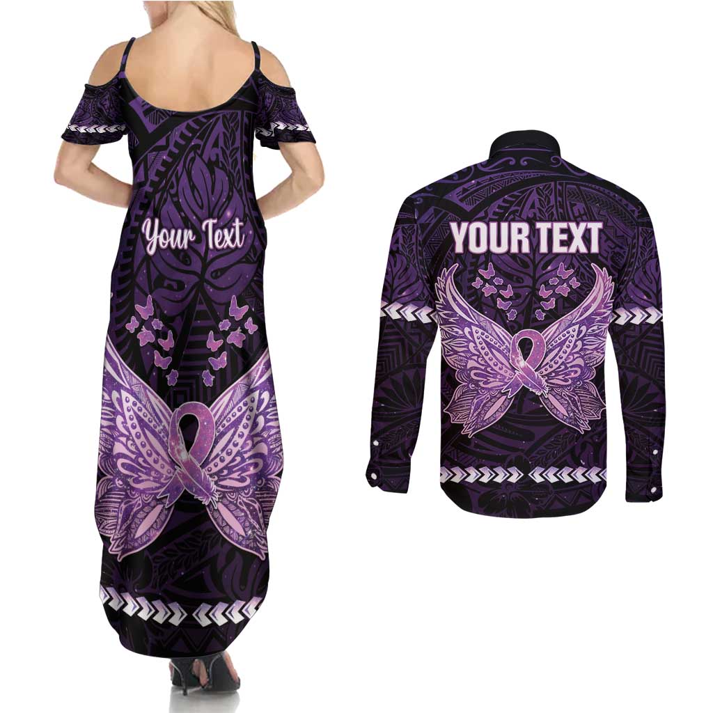 Personalised Alzheimer's Awareness Couples Matching Summer Maxi Dress and Long Sleeve Button Shirt You May Not Remember But I Will Never Forget