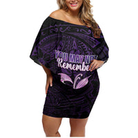 Personalised Alzheimer's Awareness Family Matching Off Shoulder Short Dress and Hawaiian Shirt You May Not Remember But I Will Never Forget
