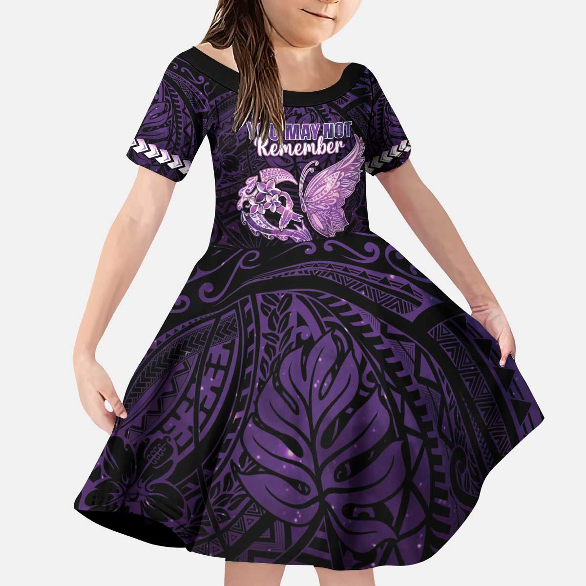 Personalised Alzheimer's Awareness Kid Short Sleeve Dress You May Not Remember But I Will Never Forget