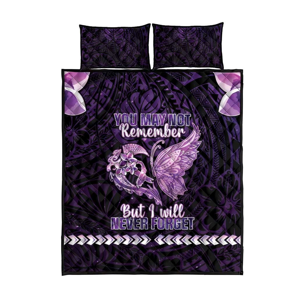 Alzheimer's Awareness Quilt Bed Set You May Not Remember But I Will Never Forget
