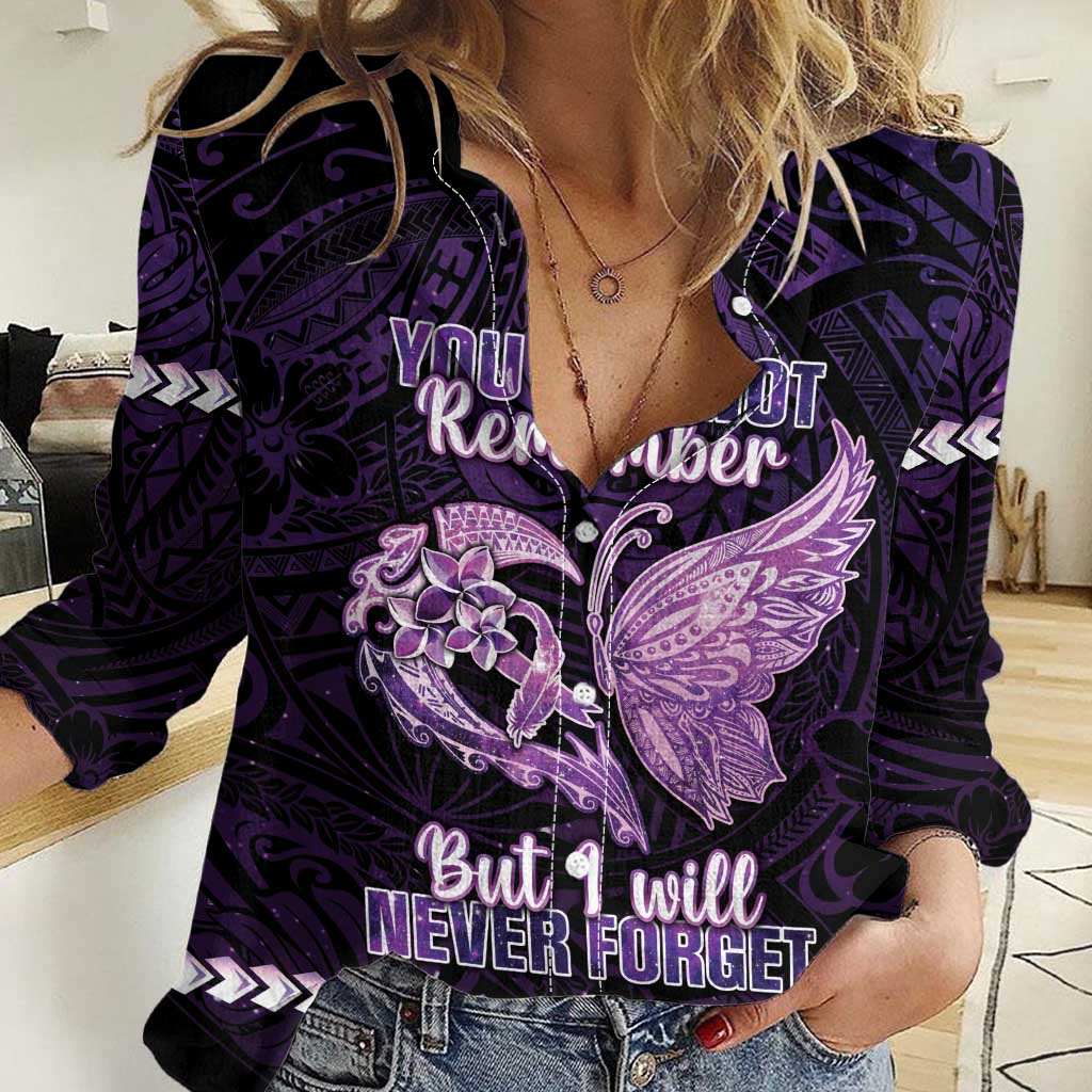 Personalised Alzheimer's Awareness Women Casual Shirt You May Not Remember But I Will Never Forget