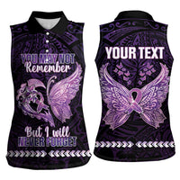 Personalised Alzheimer's Awareness Women Sleeveless Polo Shirt You May Not Remember But I Will Never Forget