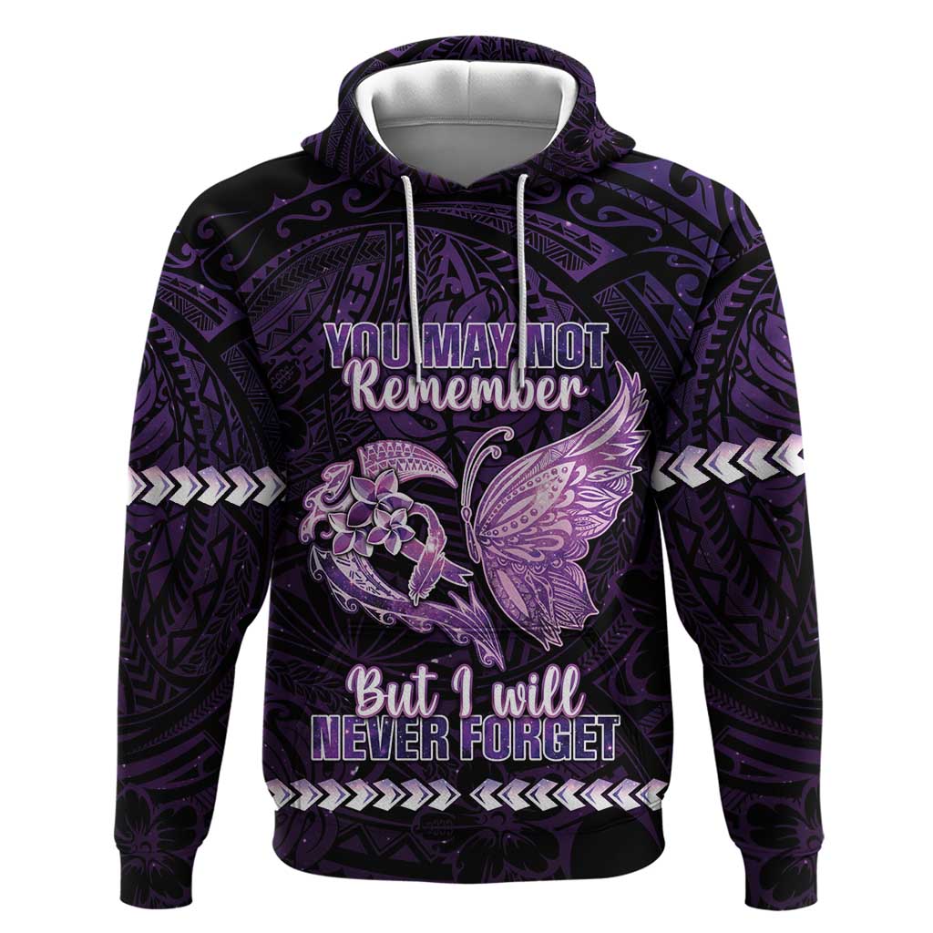 Personalised Alzheimer's Awareness Zip Hoodie You May Not Remember But I Will Never Forget