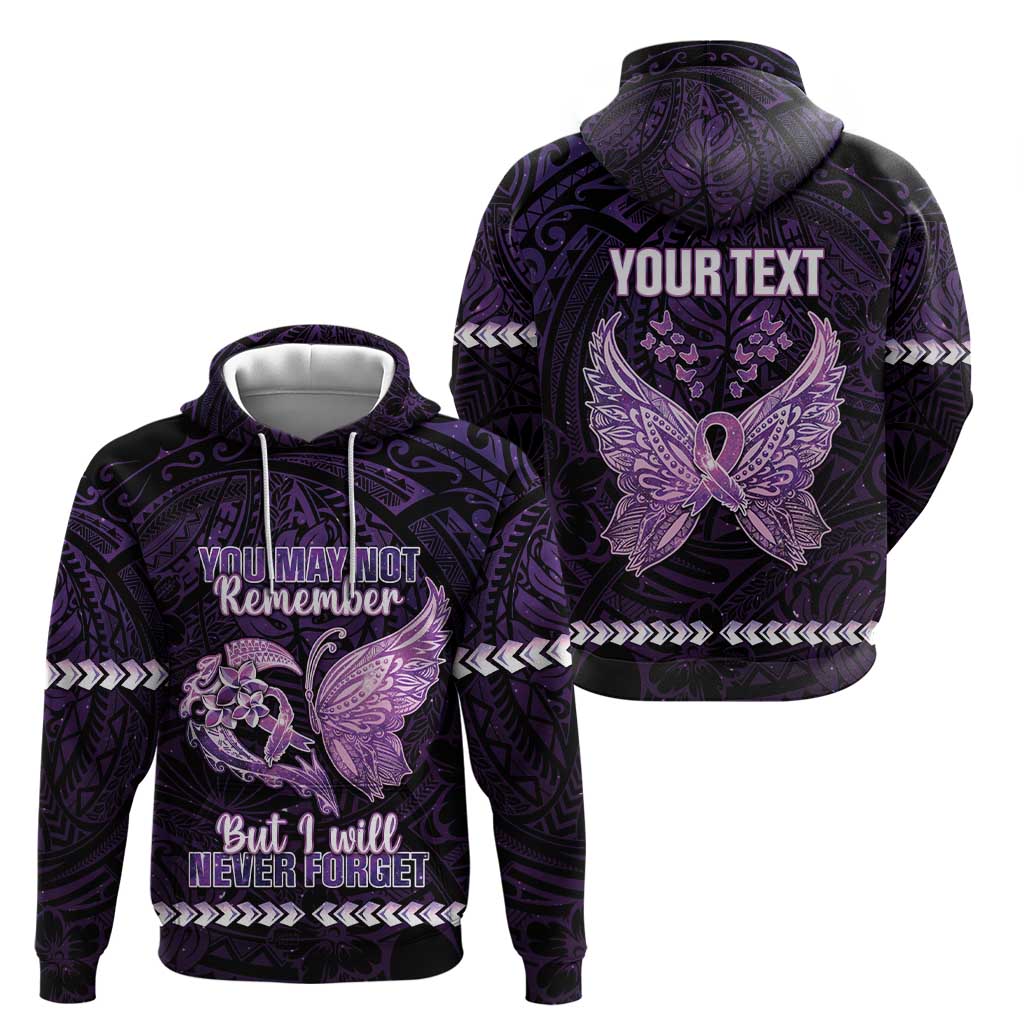 Personalised Alzheimer's Awareness Zip Hoodie You May Not Remember But I Will Never Forget