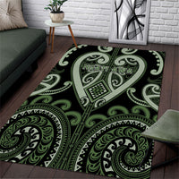 Aotearoa Ngati Awa Area Rug Maori Tribal Pattern LT05 Green - Polynesian Pride